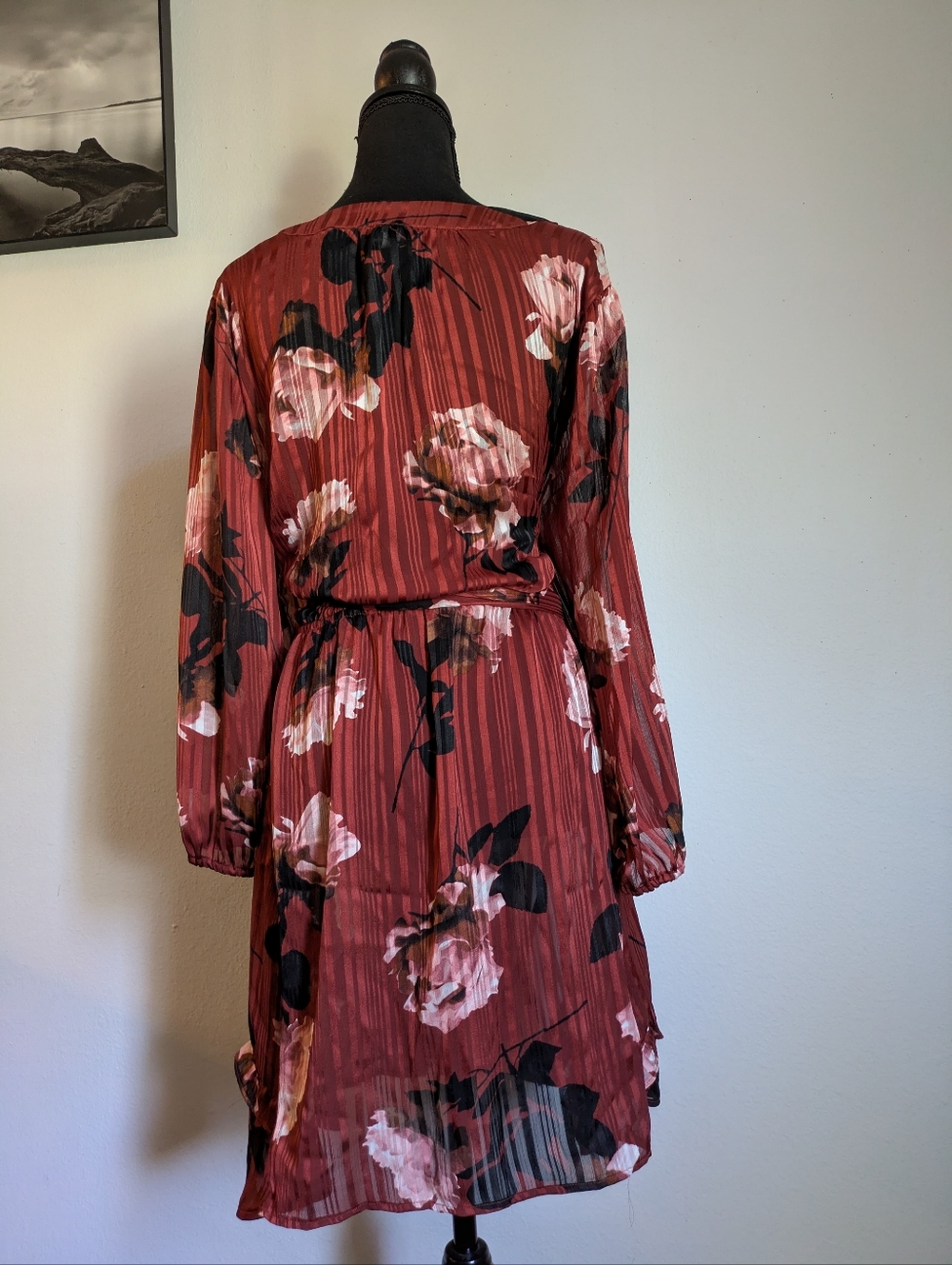 Simply Vera Vera Wang Floral Long Sleeve Belted Dress XXL - Picture 3 of 7